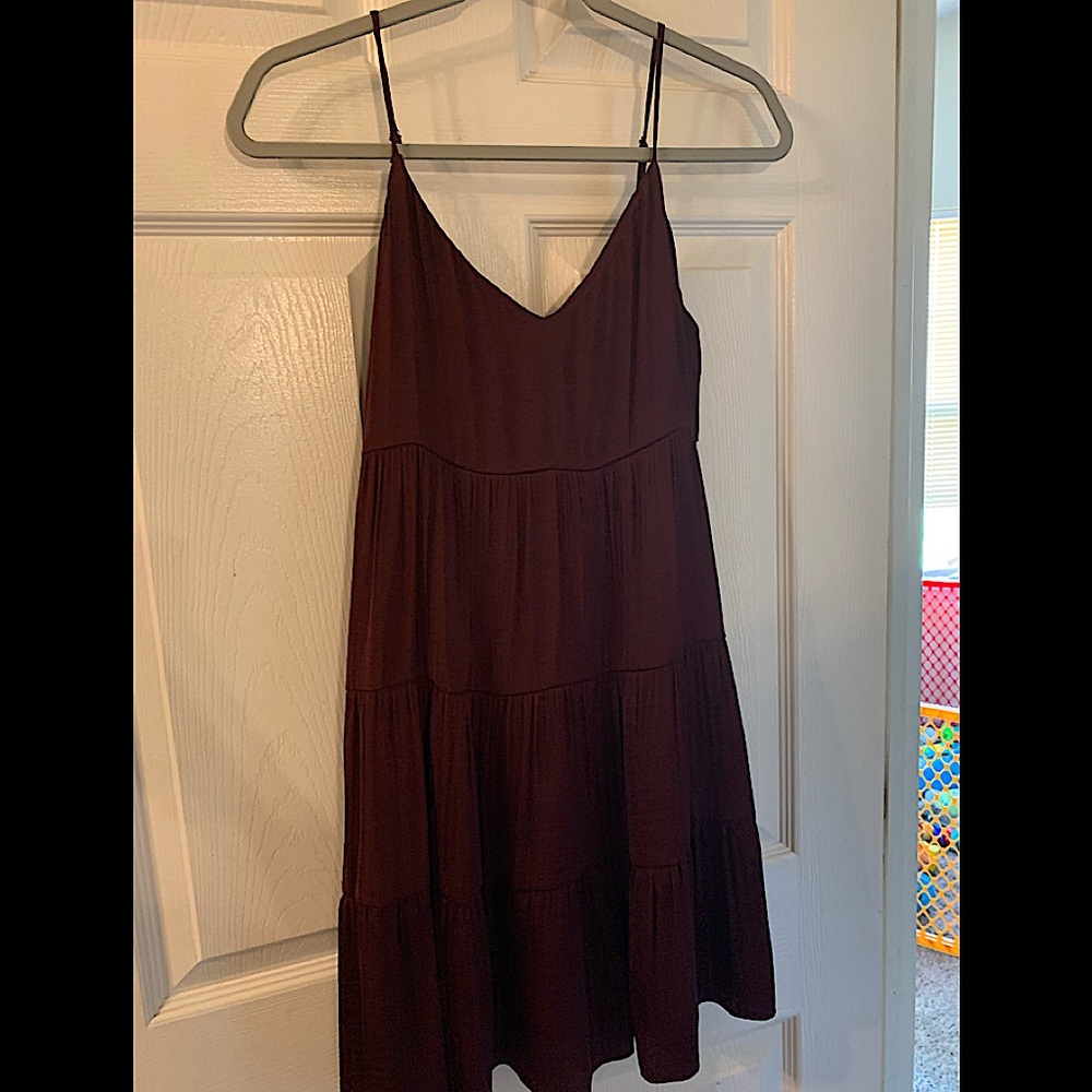 Naked Zebra babydoll dress in burgundy